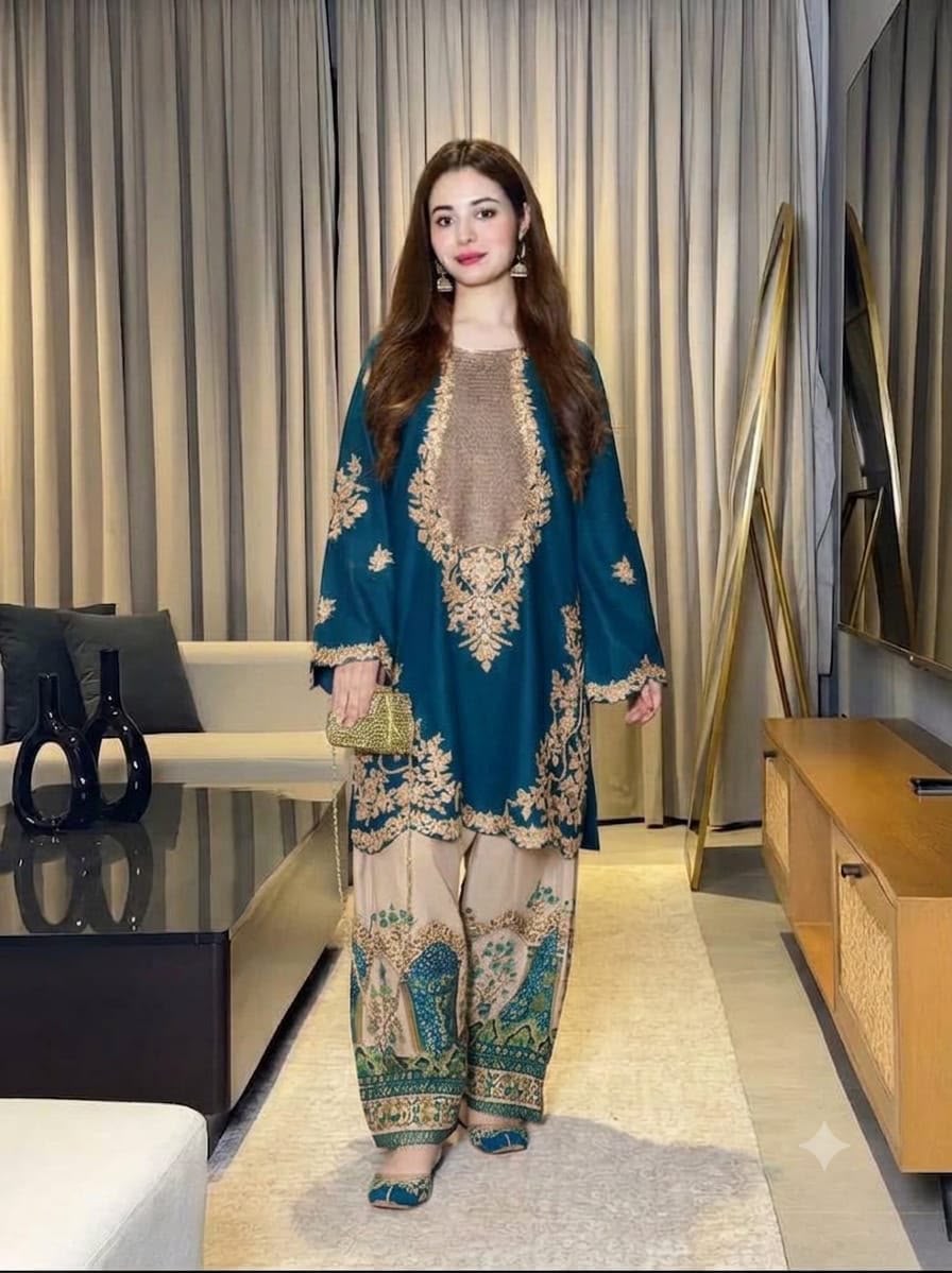Dhanak embroidered luxury unstitched 2pc suit